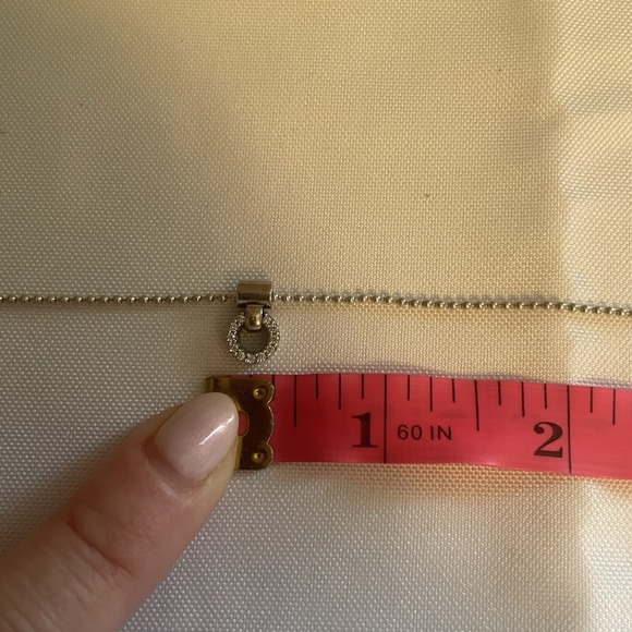 Lagos Caviar Diamond Halo Sterling Silver Open Circle Stationed Necklace 16" EUC - Picture 8 of 10